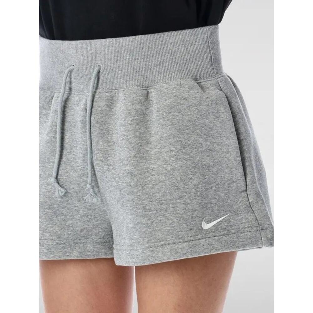 Nike Phoenix Fleece Cotton Knit Tie Waist Sweat Shorts Gray Womens Medium